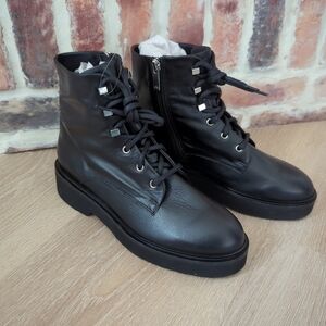 Aquatalia Mariola Ankle Black Weatherproof Leather Boots US9.5/ $525/ Italy